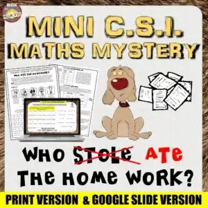 Mini CSI Maths: Which Dog ate the Homework? Print and Digital Activities