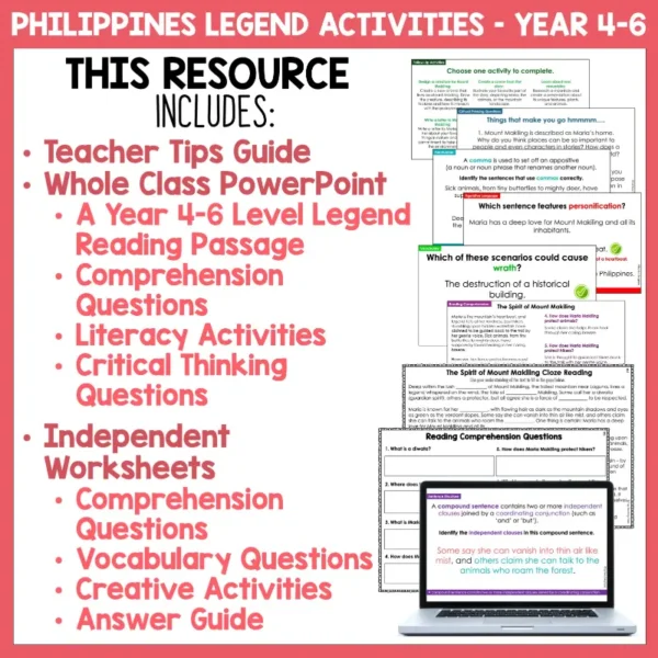 Phillipines Legend Activities for Year 4-6 a Phillipines Legend Activities for Year 4-6 a