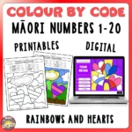 Cover Colour by Code Maori Numbers Rainbows and Hearts
