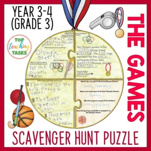 The Paris Games Year 3-4 Scavenger Hunt Reading Comprehension Puzzle
