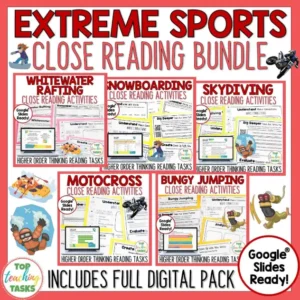 Extreme Sports Reading Comprehension Passages Bundle - Sports Reading Activities