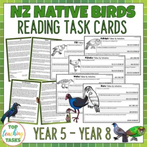New Zealand Native Birds Reading Comprehension Activities Year 5-8