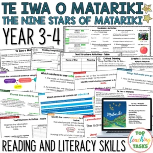 The Nine Stars of Matariki Reading Comprehension and Literacy Activities Year 3-4