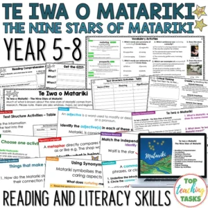 The Nine Stars of Matariki Reading Comprehension and Literacy Activities Year 5-8