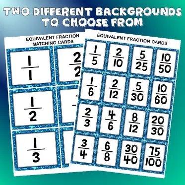 Equivalent fraction cards D Equivalent fraction cards D