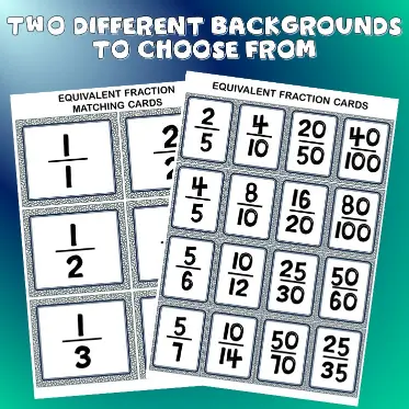 Equivalent fraction cards E Equivalent fraction cards E