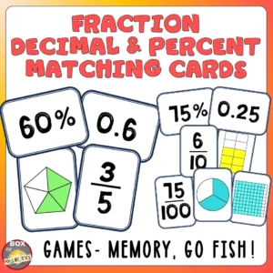 Fraction, Decimal, and Percent Matching Cards