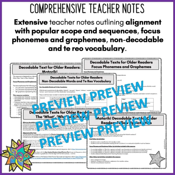 Matariki Decodable Text and Activities for Older Readers c Matariki Decodable Text and Activities for Older Readers c