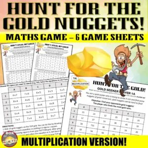 Hunt for the Gold Nugget Maths Game - Multiplication Version