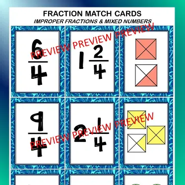 Improper Fraction cards E Improper Fraction cards E