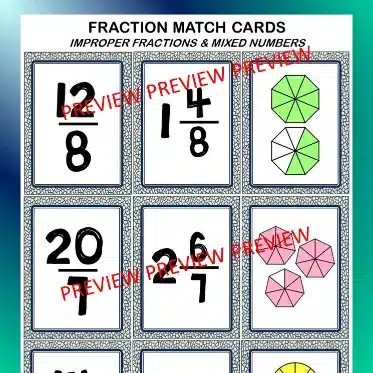 Improper Fraction cards F Improper Fraction cards F