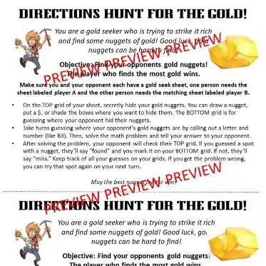Multiplication Gold Hunt Game A Multiplication Gold Hunt Game A