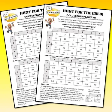 Multiplication Gold Hunt Game B Multiplication Gold Hunt Game B