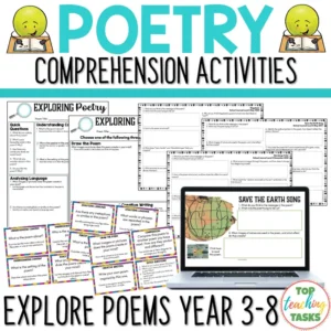 Poetry Comprehension Activities for NZ School Journal Poems - Print and Digital