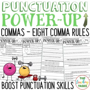 Punctuation Power-Up Activities | Commas (Food themed)