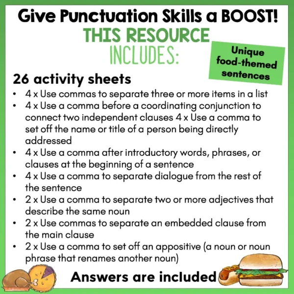 Punctuation Boost Power Up Pack - Commas a Punctuation Boost Power Up Pack - Commas a