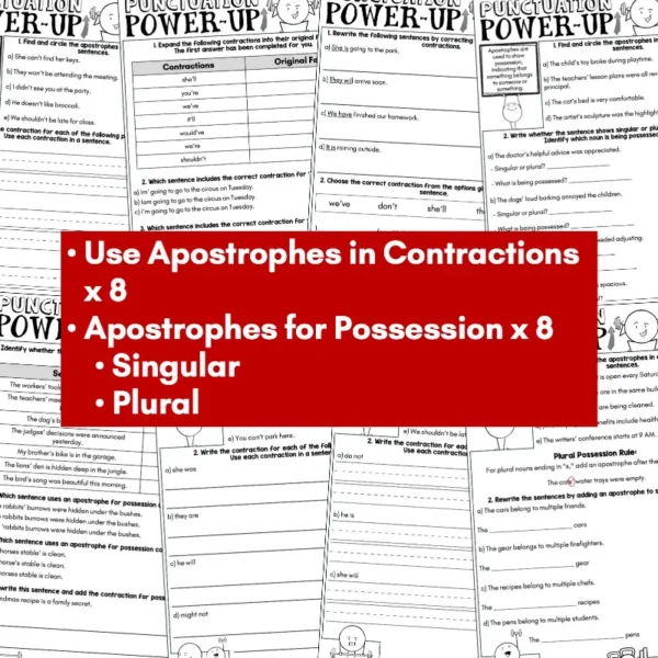 Punctuation Power Up Pack - Apostrophes d Punctuation Power Up Pack - Apostrophes d