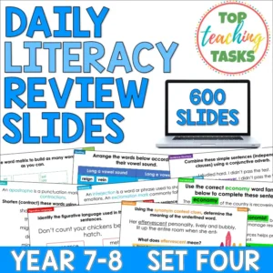 Daily Literacy Review Slides – Year 7-8 (Set four)