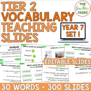 Tier 2 Vocabulary Explicit Teaching Slides for Year 7