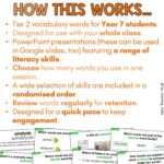 Tier 2 Vocabulary Explicit Teaching Slides Year 7 Set One c
