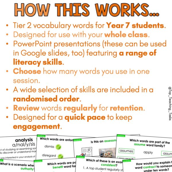 Tier 2 Vocabulary Explicit Teaching Slides Year 7 Set One c Tier 2 Vocabulary Explicit Teaching Slides Year 7 Set One c