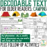 Decodale text and activities for older readers Camping