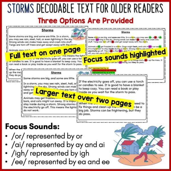 Storms Decodable Text and Activities for Older Readers a Storms Decodable Text and Activities for Older Readers a