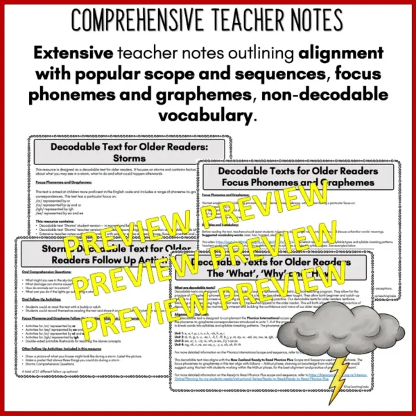 Storms Decodable Text and Activities for Older Readers c Storms Decodable Text and Activities for Older Readers c