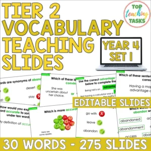 Tier 2 Vocabulary Explicit Teaching Slides and Make Your Own Editable Slides - Year 4
