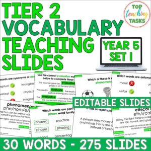 Tier 2 Vocabulary Explicit Teaching Slides and Make Your Own Editable Slides Year 5