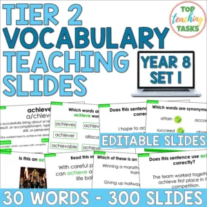 Tier 2 Vocabulary Explicit Teaching Slides and Make Your Own Editable Slides - Year 8
