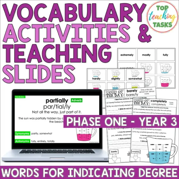 Vocabulary Explicit Teaching Slides Year 3 Wods for Degree a