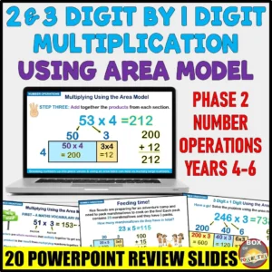 Area Model Multiplication PowerPoint: 2- & 3-Digit by 1-Digit Numbers (Year 4-6)
