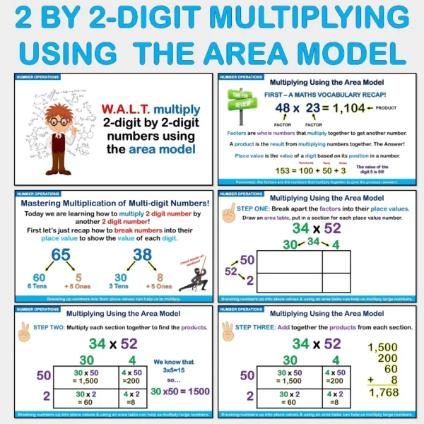 Area model 2 by 2 digit Multiplying Numbers NO Phase 2&3 Yrs5-7 B Area model 2 by 2 digit Multiplying Numbers NO Phase 2&3 Yrs5-7 B