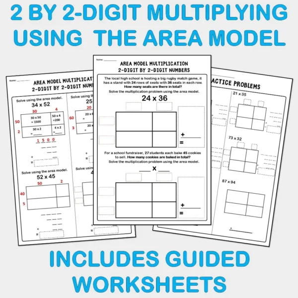 Area model 2 by 2 digit Multiplying Numbers NO Phase 2&3 Yrs5-7 D Area model 2 by 2 digit Multiplying Numbers NO Phase 2&3 Yrs5-7 D