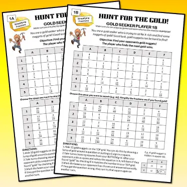 Gold Hunt Simplifying Fractions B Gold Hunt Simplifying Fractions B