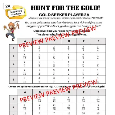 Gold Hunt Simplifying Fractions C Gold Hunt Simplifying Fractions C