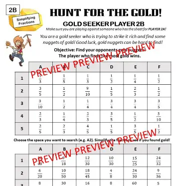 Gold Hunt Simplifying Fractions D Gold Hunt Simplifying Fractions D