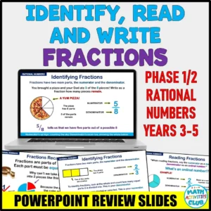Identifying, Reading, and Writing Fractions PowerPoint Slides: Phase 2 Number Operations – Year 3-5