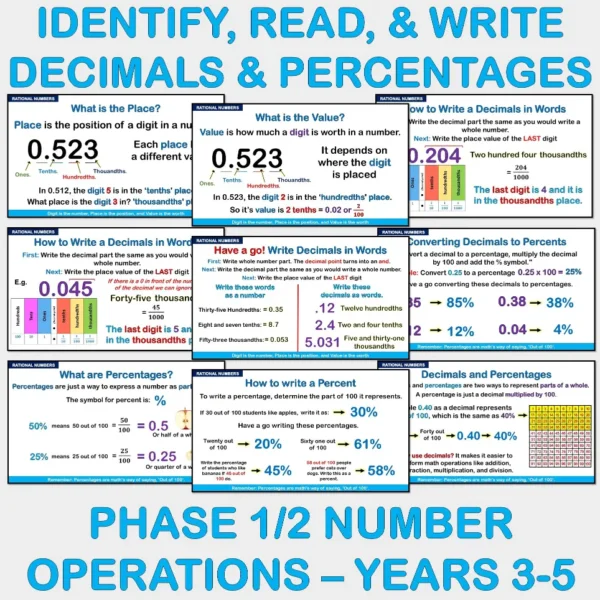 Identify Read & Write Decimals and Percentages RN Phase 2 Yrs3-5 C Identify Read & Write Decimals and Percentages RN Phase 2 Yrs3-5 C