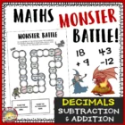 Cover monster battle decimal addition subtraction