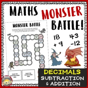 Decimal Addition and Subtraction Maths Board Game: Monster Battle!