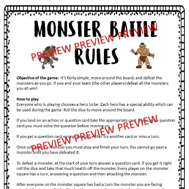 Decimal Board Game Monster Battle D Decimal Board Game Monster Battle D