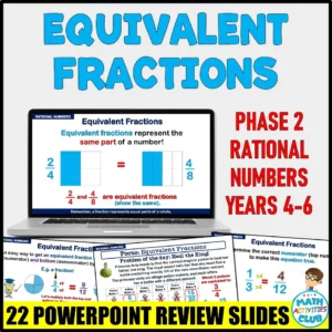 Equivalent Fractions PowerPoint Slides: Rational Numbers – Year 4-6