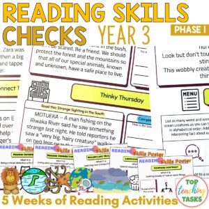 Reading Skills Checks Big Cats, Cryptids, Ocean Creatures, Weather and Space Y3