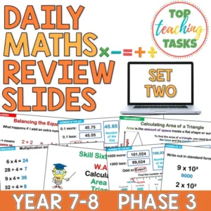 Daily Maths Review For Year 7-8 Set Two - Daily Maths Practice - Spiral Review