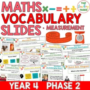 Year 4 Maths Vocabulary Slides: Measurement (Phase 2)