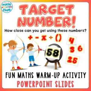 Target Number! Interactive Math Warm-Up and Brain Teaser Slides (Years 4-7)