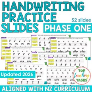 Handwriting Practice Slides - New Zealand Basic Script (Years 0–3) Updated 2026