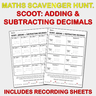 Scoot Adding & Subtracting Decimals C Scoot Adding & Subtracting Decimals C